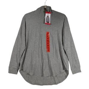 Chaser Waffle Knit Thermal Hoodie Hi Low Hem‎ Sweatshirt Gray Medium Relaxed Fit